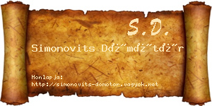Simonovits Dömötör névjegykártya